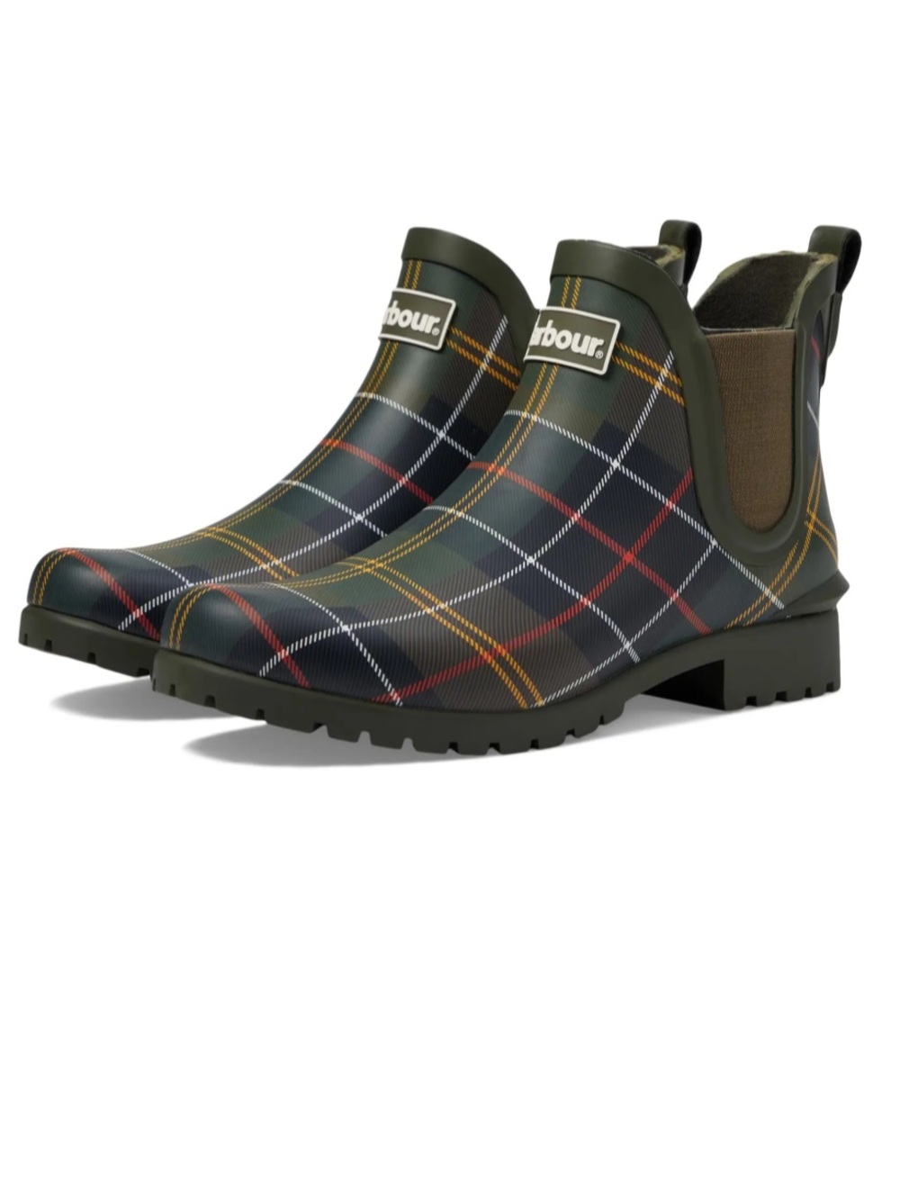 Barbour Wilton Chelsea Welly Tartan Waterproof Chelsea Rain Boots (UK 7/US 9)